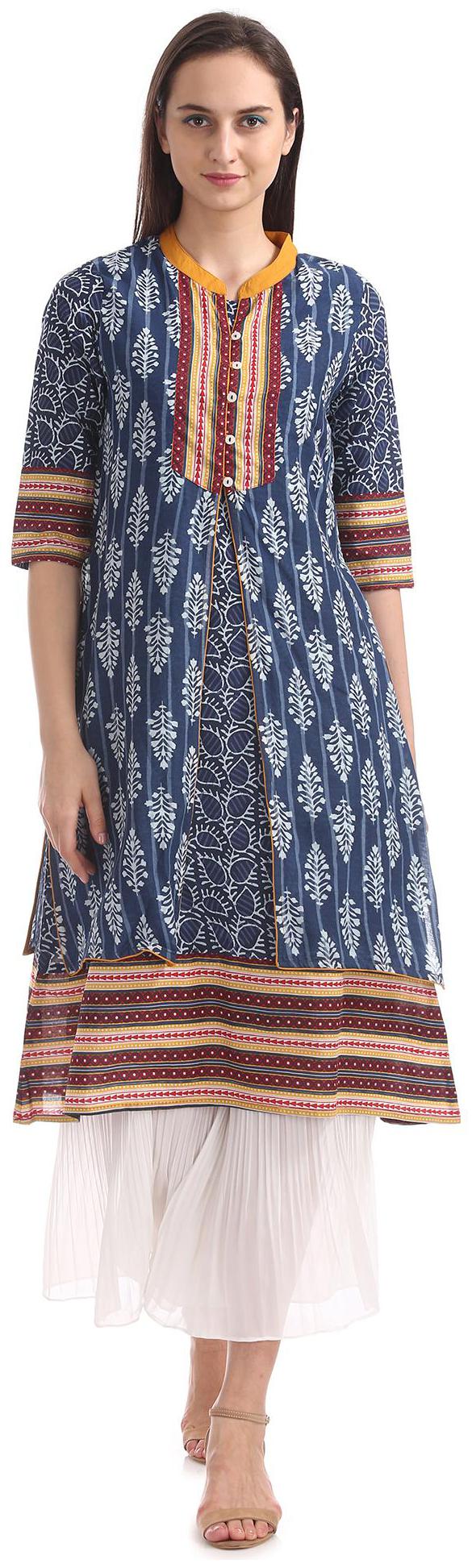 

Anahi Women Blue Printed Layered Kurta