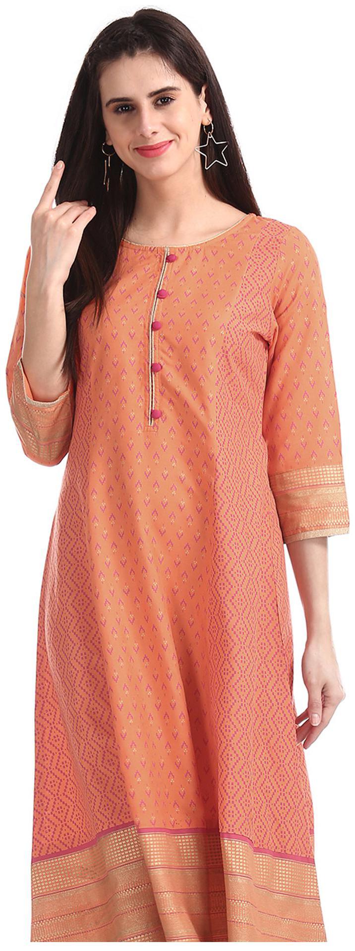 

Anahi Women Orange Printed Straight Kurta