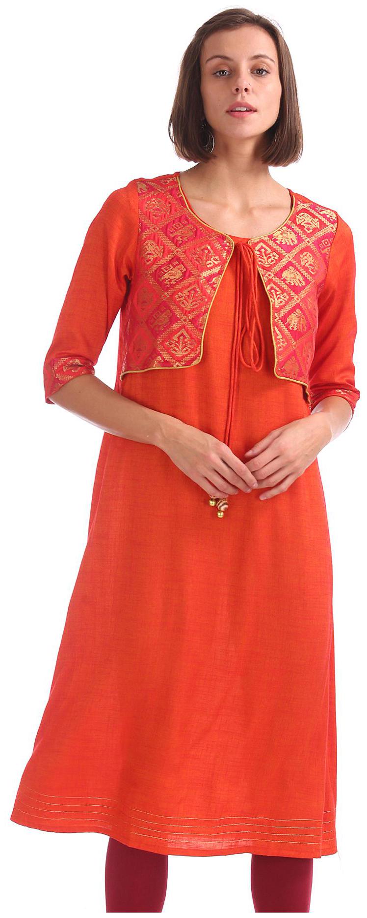 

Anahi Women Orange Solid Straight Kurta