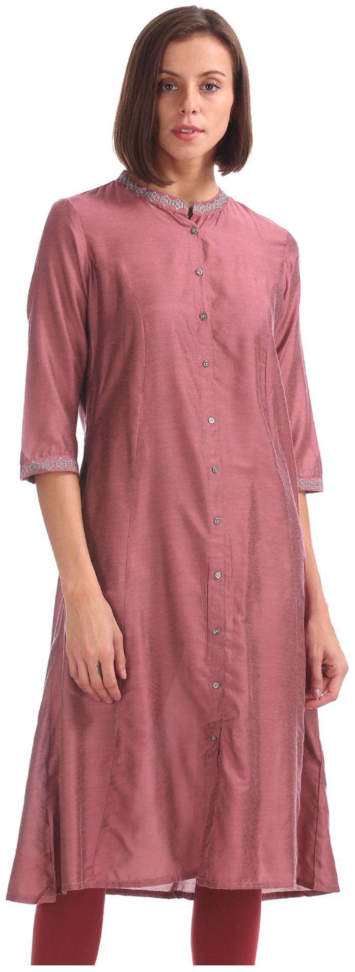 

Anahi Women Pink Solid Straight Kurta