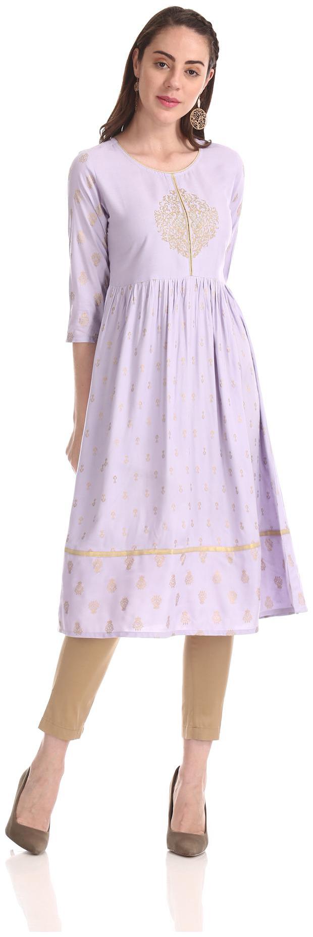 

Anahi Women Purple Printed Straight Kurta