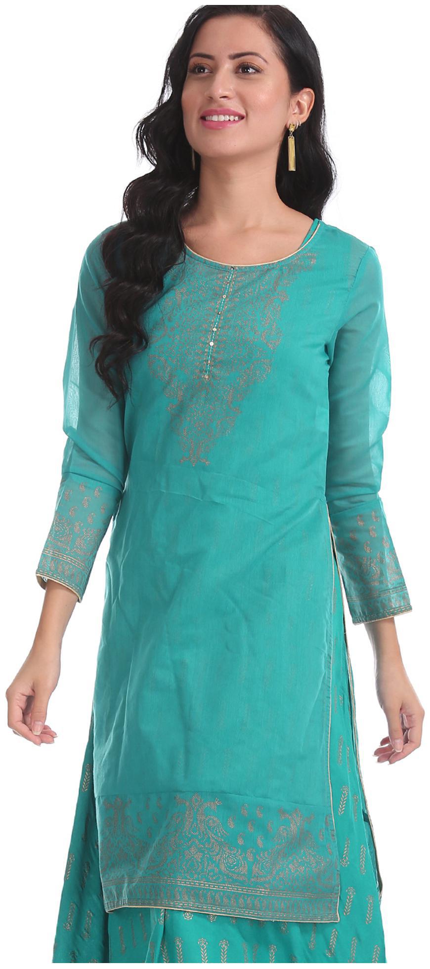

Anahi Women Blue Printed Layered Kurta