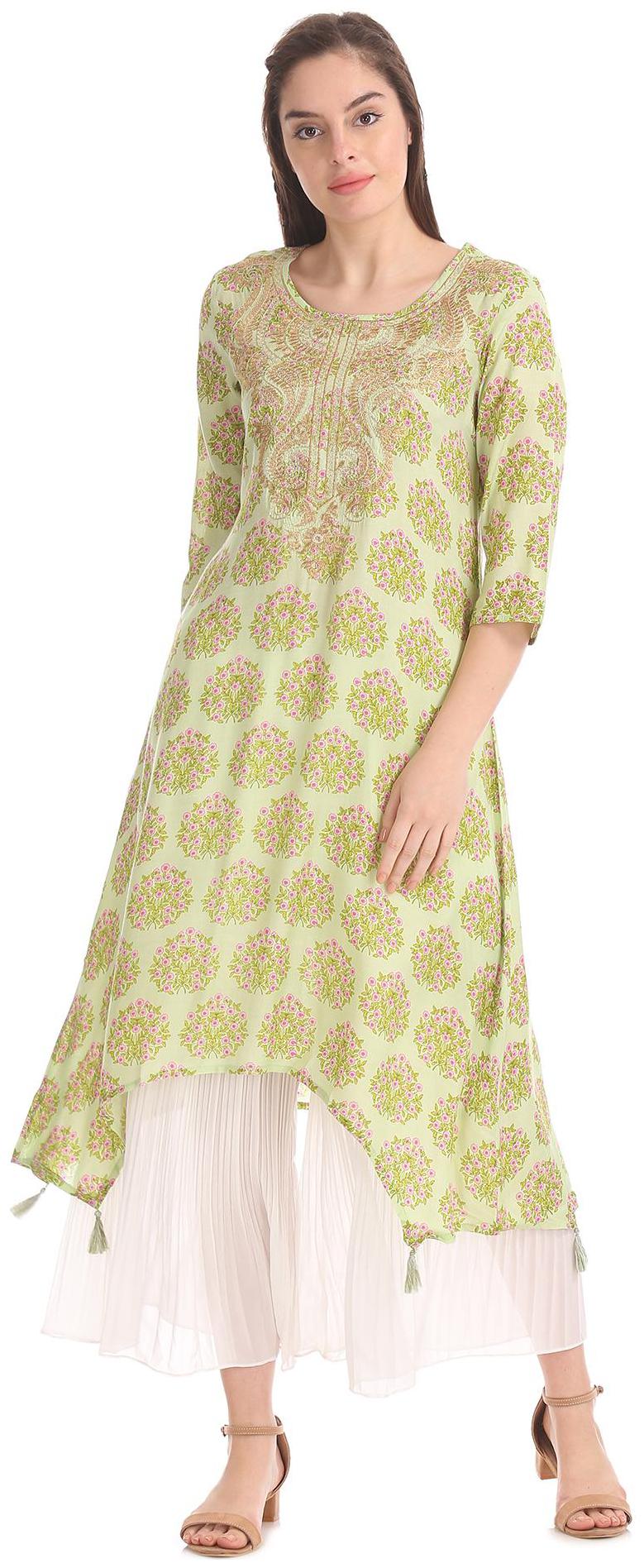 

Anahi Women Green Printed Straight Kurta