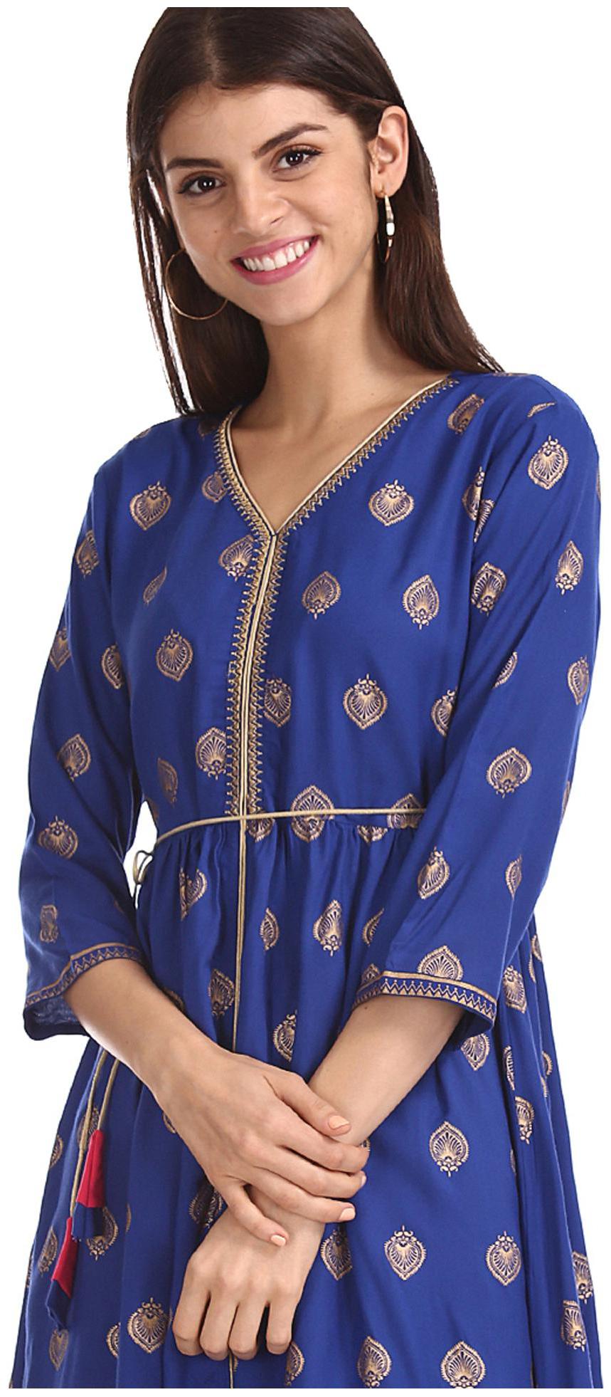 

Anahi Women Blue Printed Straight Kurta
