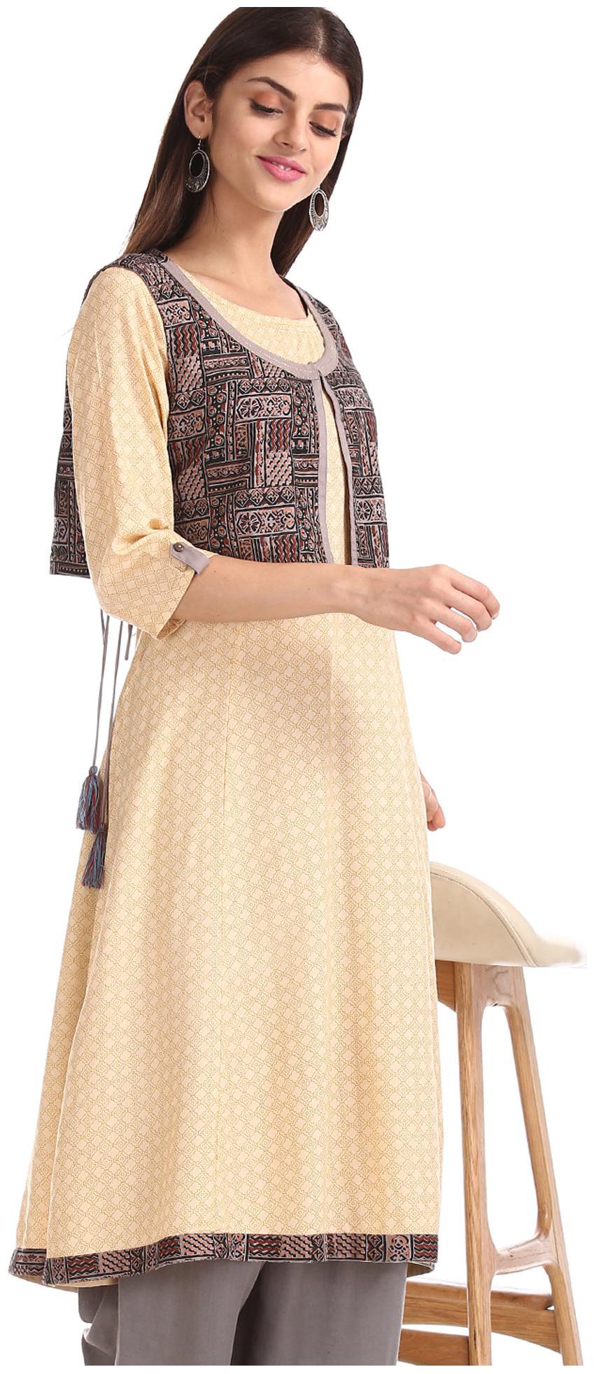 

Anahi Women Beige Printed Straight Kurta
