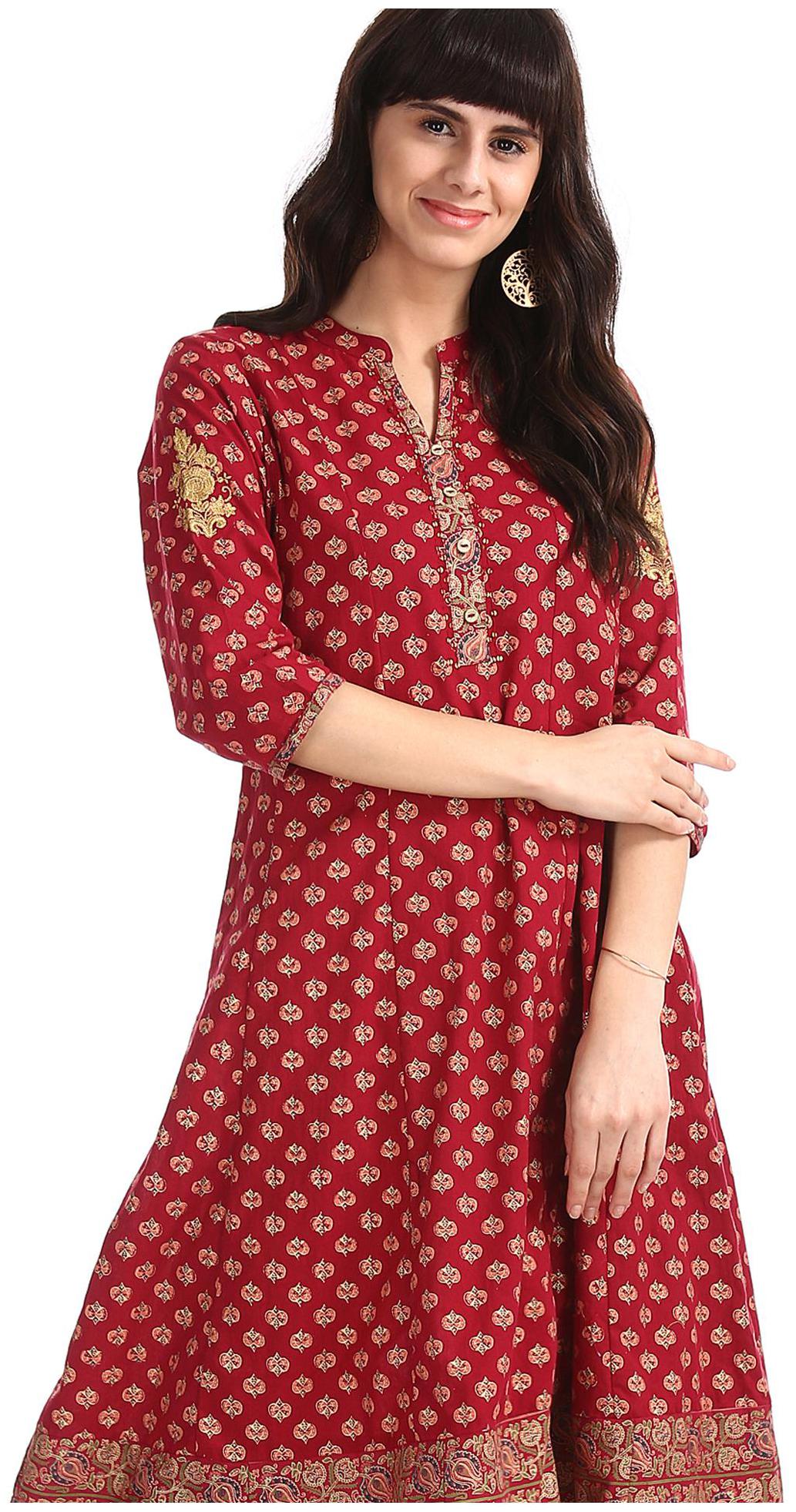 

Anahi Women Red Printed Straight Kurta