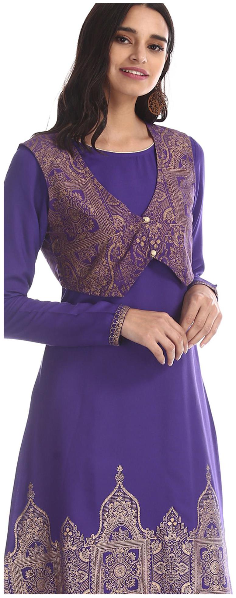 

Anahi Women Purple Printed Straight Kurta