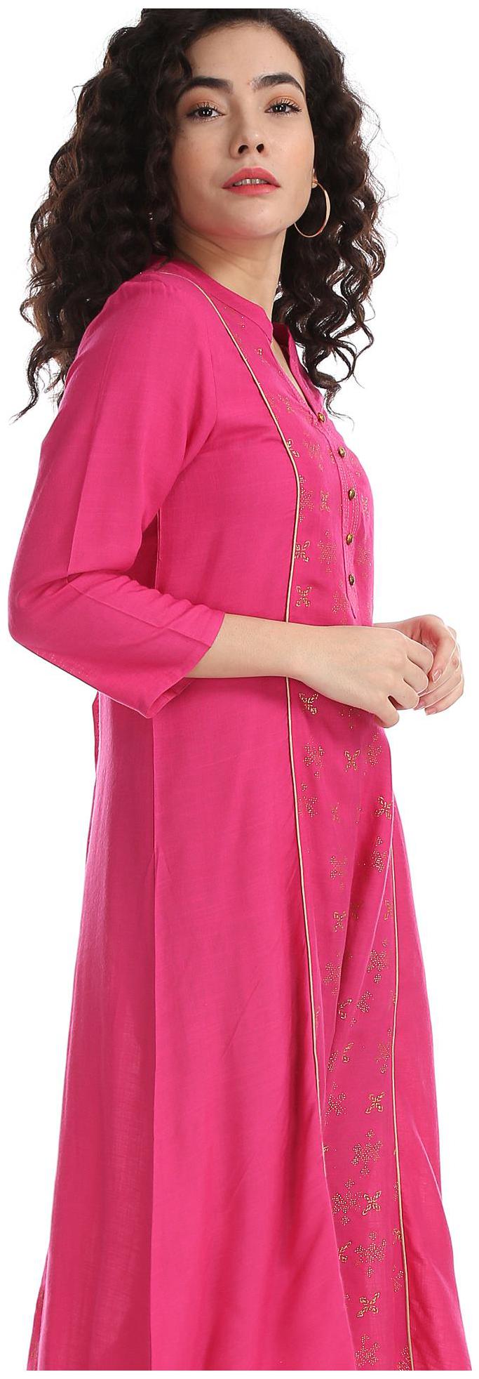 

Anahi Women Pink Printed Straight Kurta