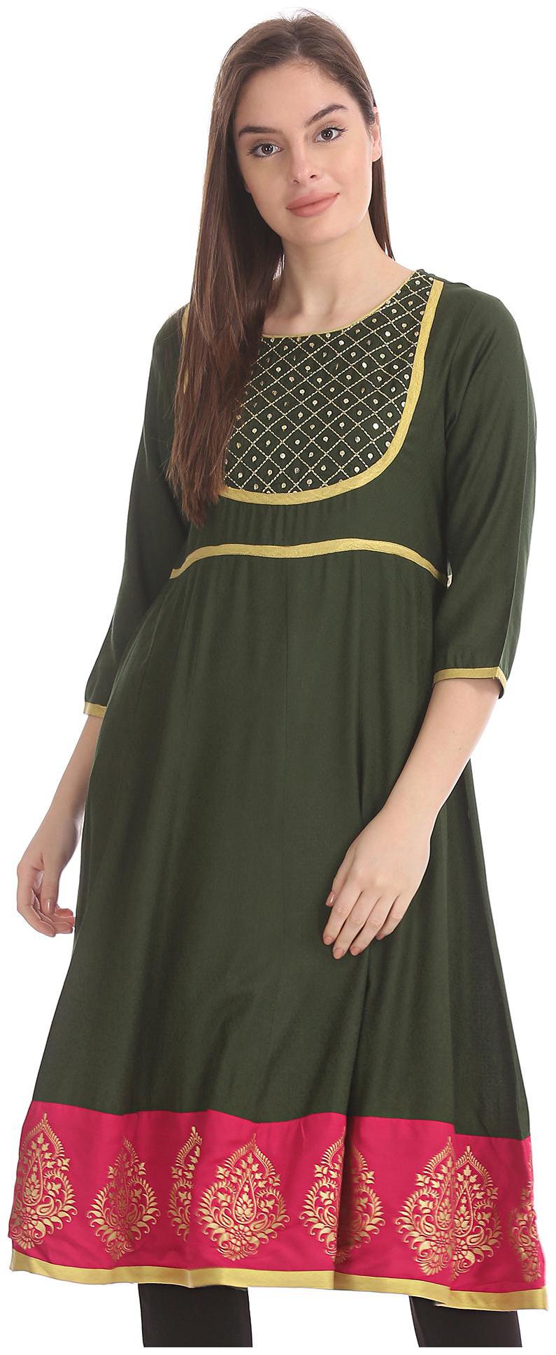 

Anahi Women Green Embroidered Anarkali Kurta