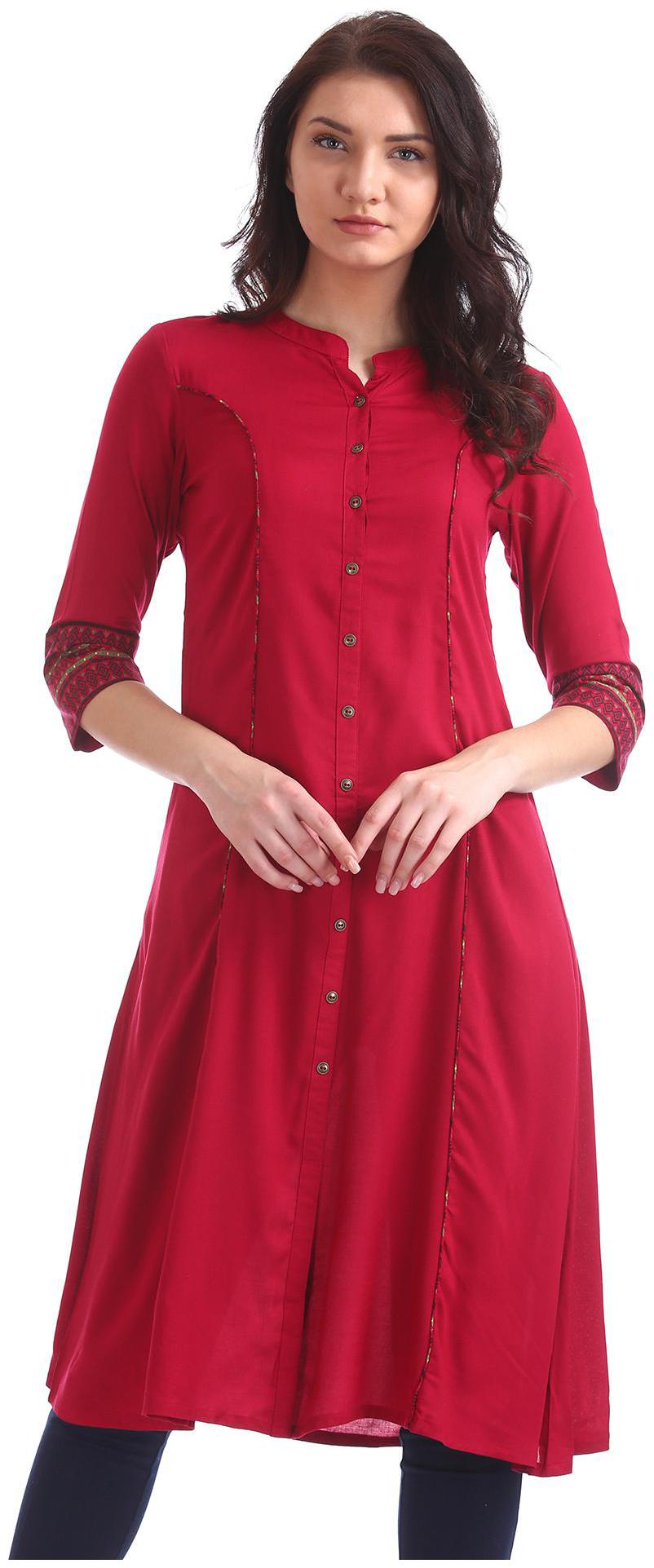 

Anahi Women Pink Solid Straight Kurta