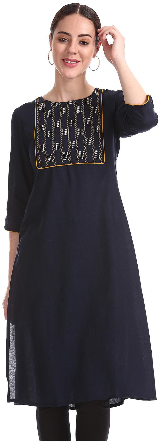 

Anahi Women Blue Embroidered Straight Kurta