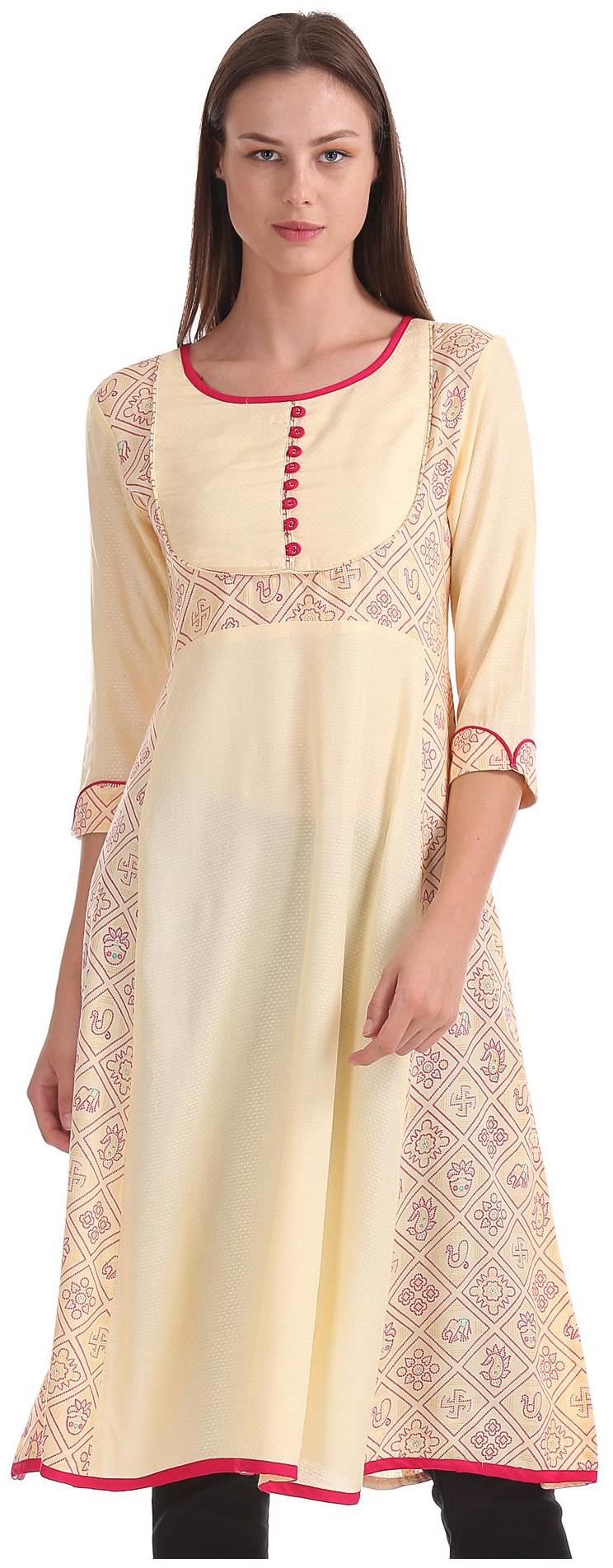 

Anahi Women White Printed Straight Kurta
