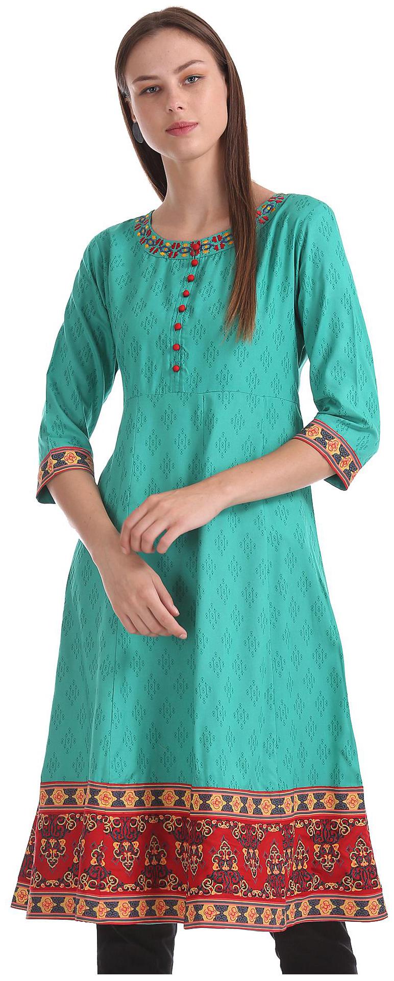 

Anahi Women Green Printed Anarkali Kurta