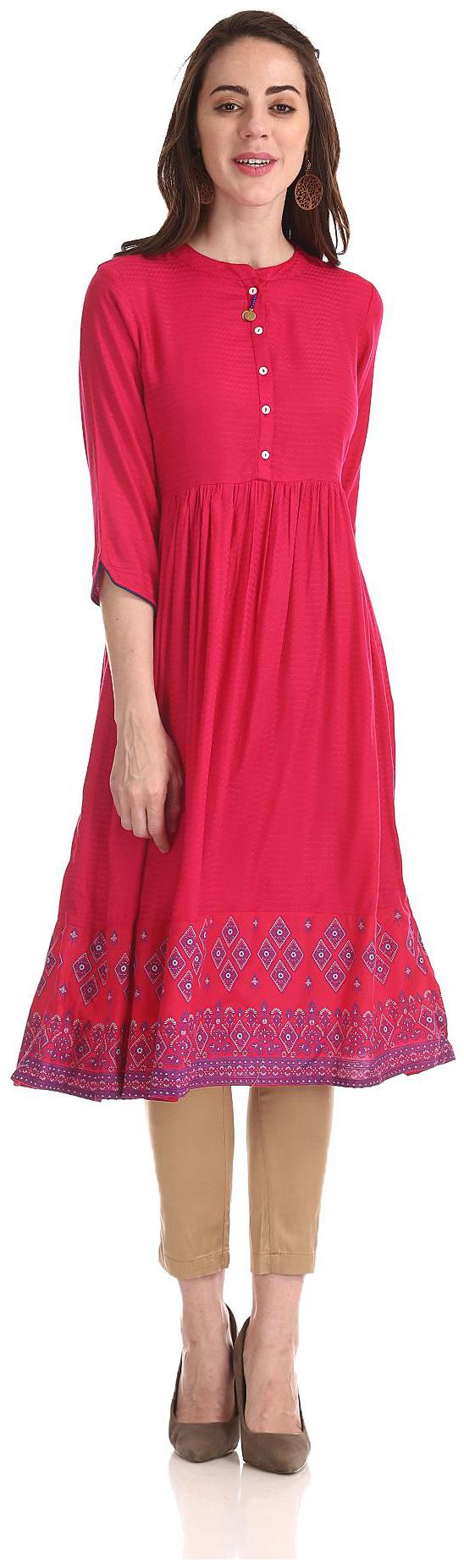 

Anahi Women Pink Solid Straight Kurta