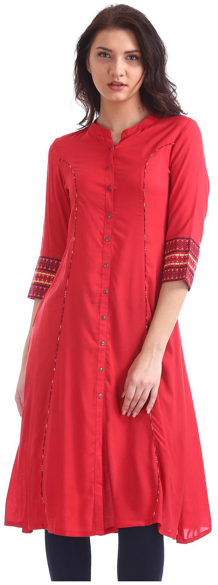 

Anahi Women Red Solid Straight Kurta