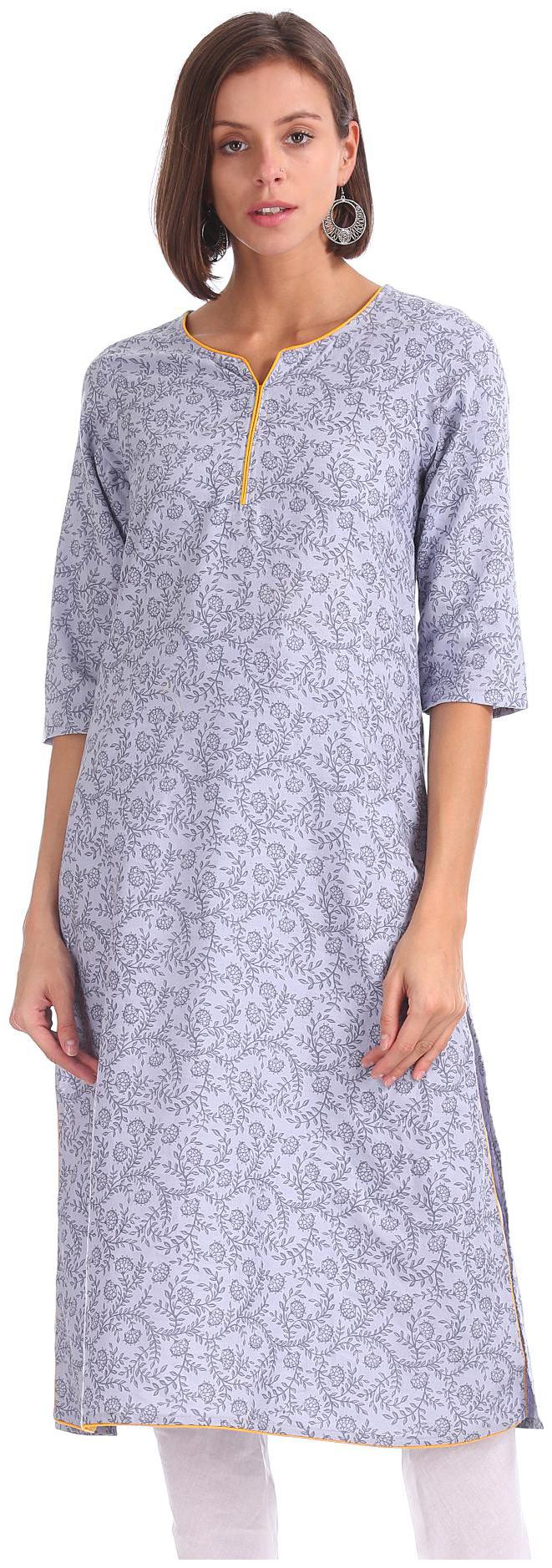 

Anahi Women Grey Printed Straight Kurta