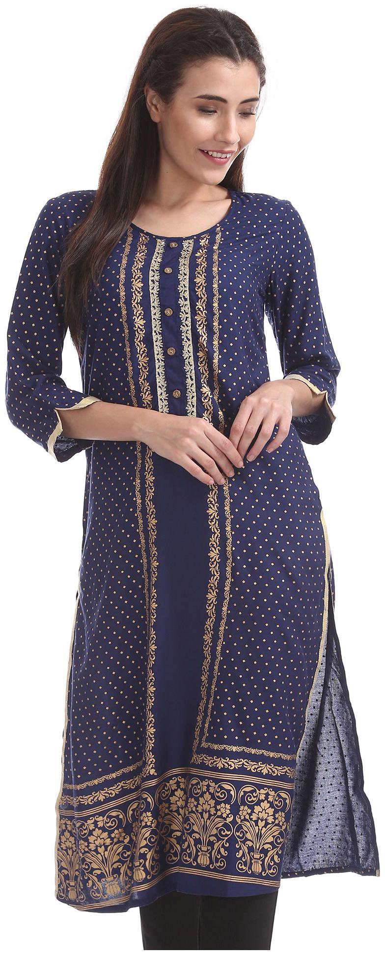 

Anahi Women Blue Printed Straight Kurta