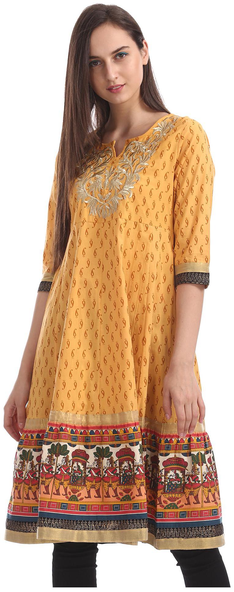 

Anahi Women Yellow Printed Anarkali Kurta