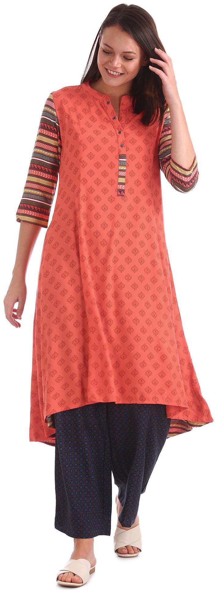 

Anahi Women Orange Printed Straight Kurta