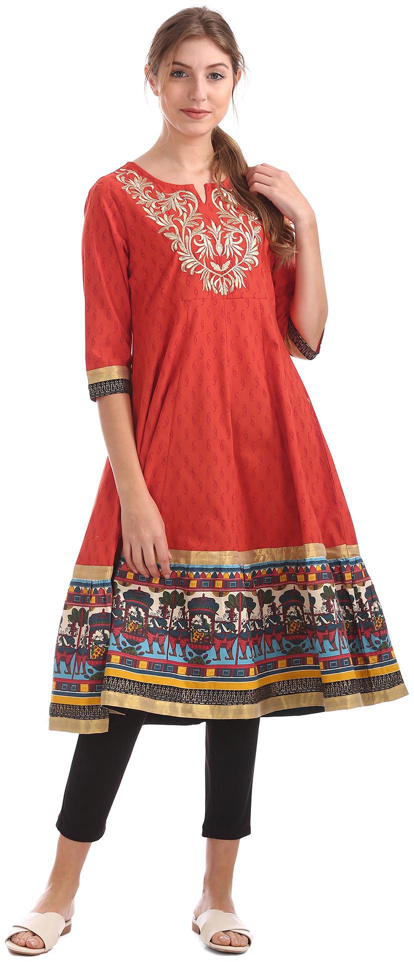 

Anahi Women Red Printed Straight Kurta