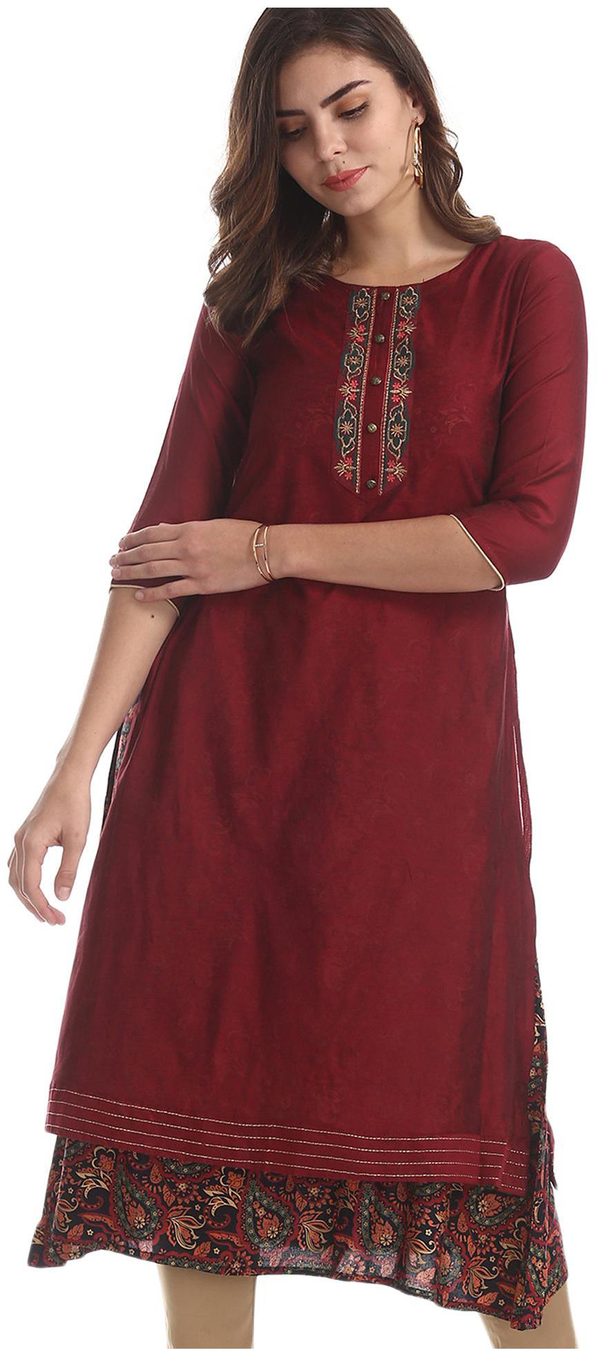 

Anahi Women Red Solid Layered Kurta