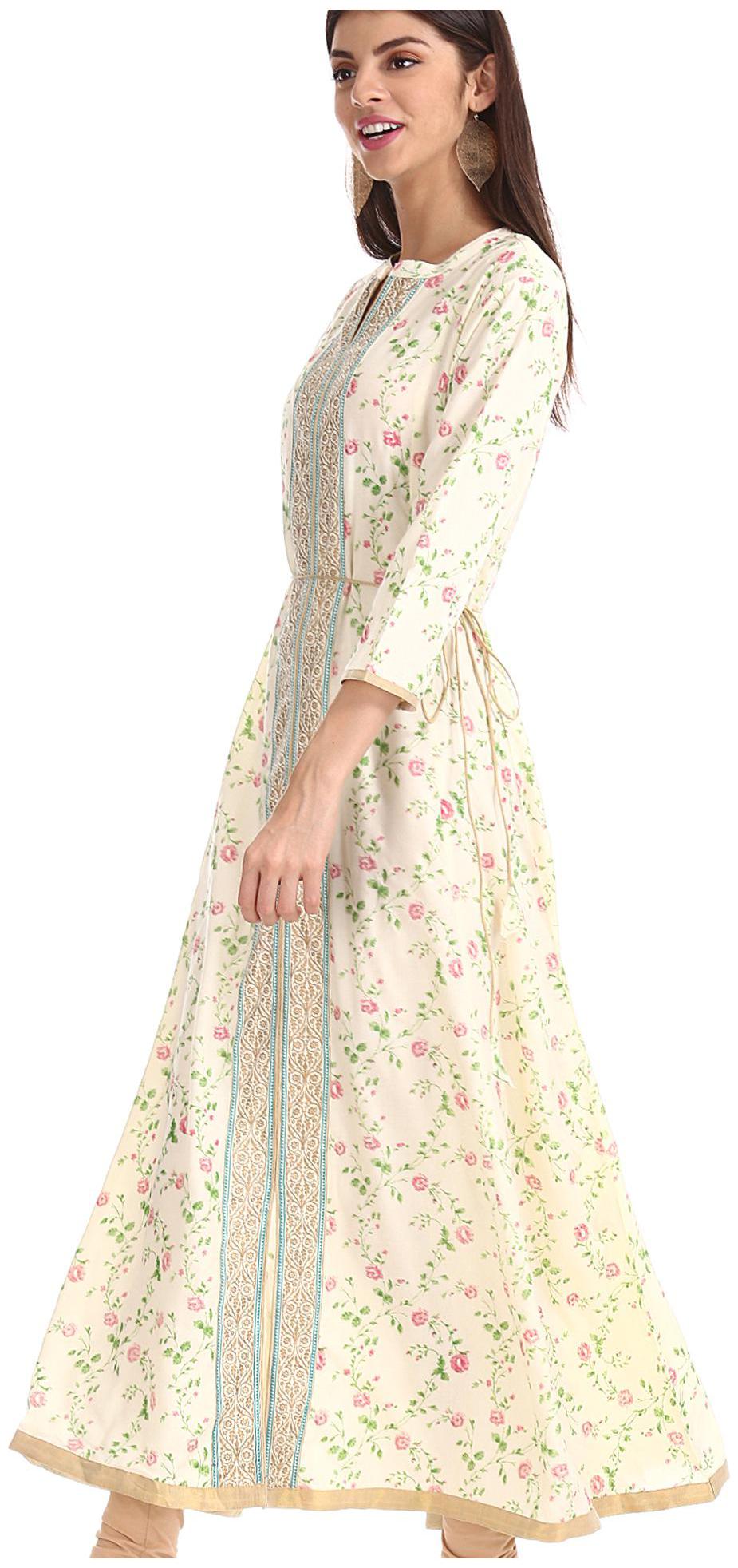 

Anahi Women White Printed Straight Kurta