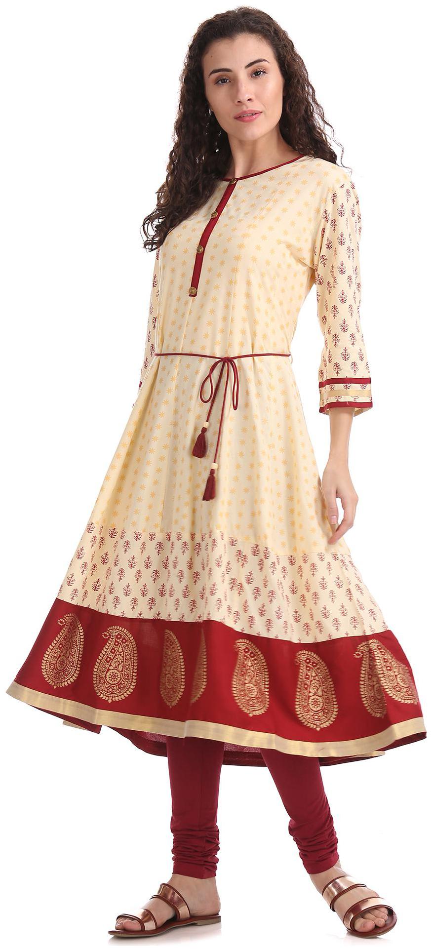 

Anahi Women White Printed Anarkali Kurta