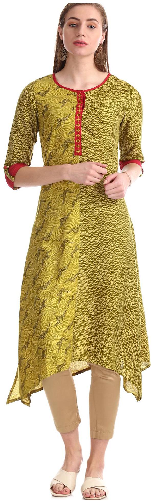 

Anahi Women Green Printed Straight Kurta