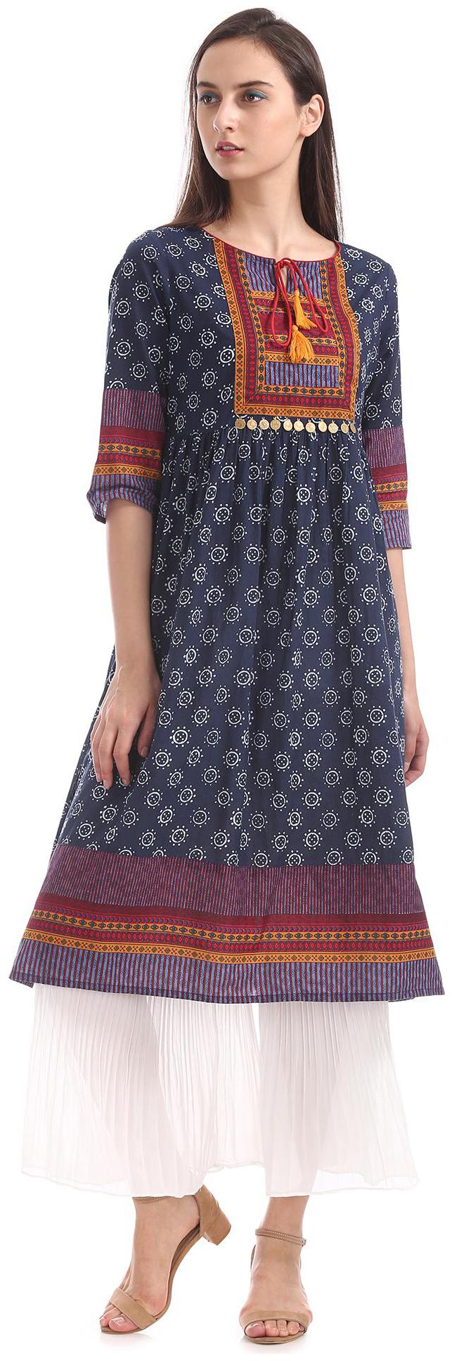 

Anahi Women Blue Printed Straight Kurta