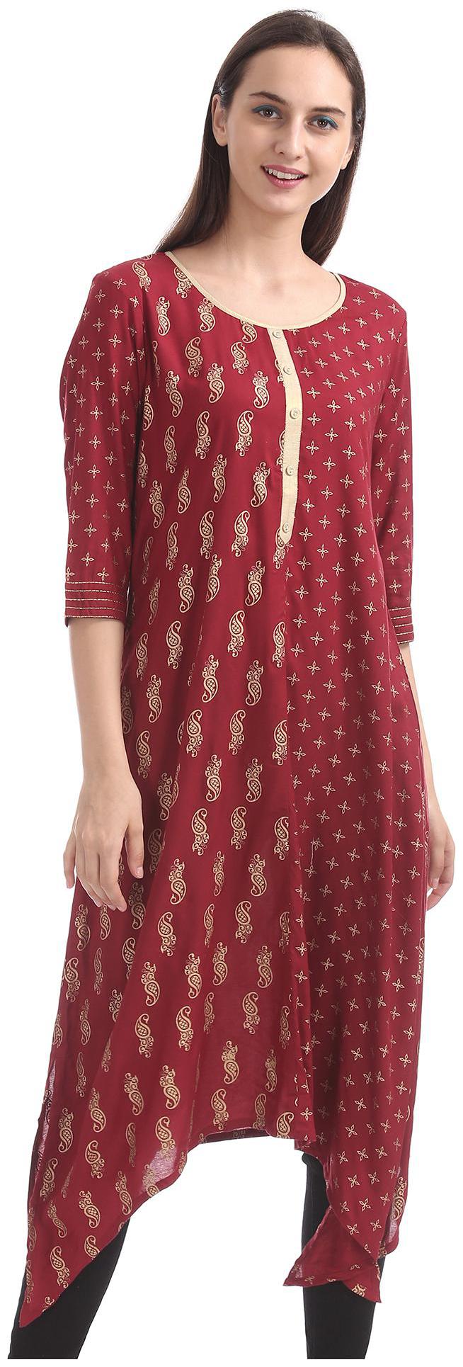 

Anahi Women Red Printed Straight Kurta