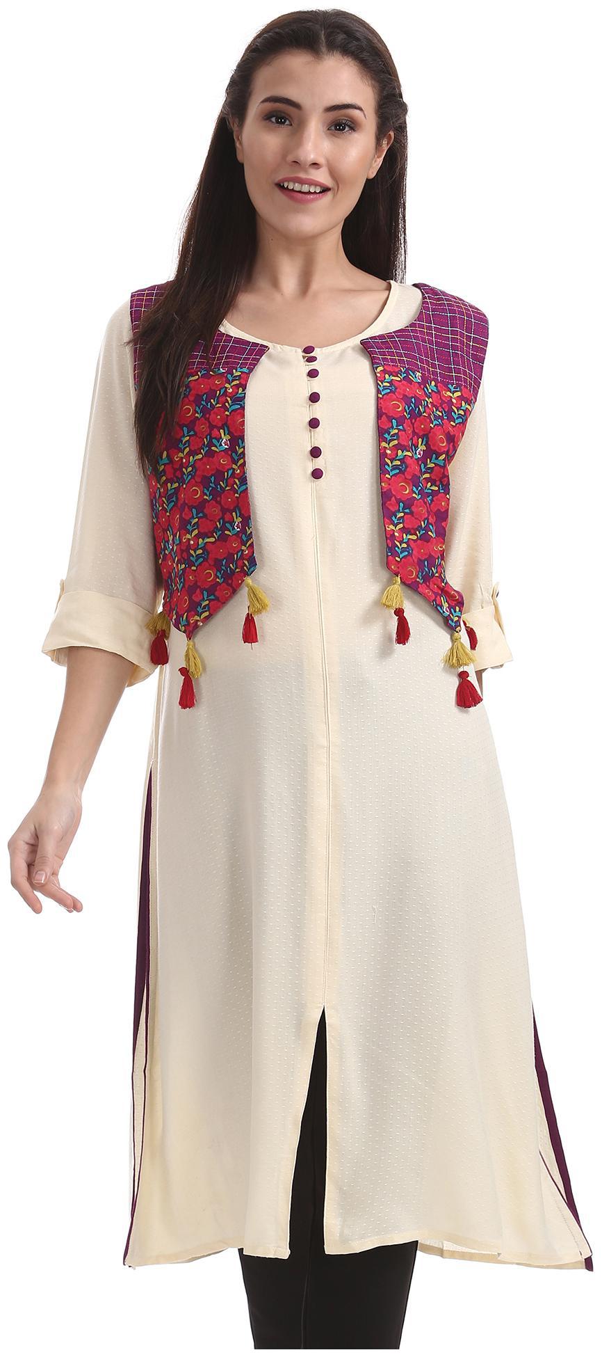 

Anahi Women White Solid Straight Kurta