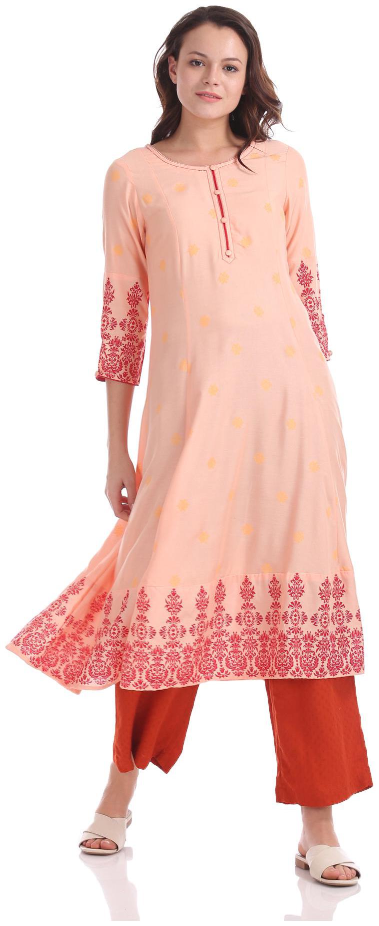

Anahi Women Orange Printed Straight Kurta