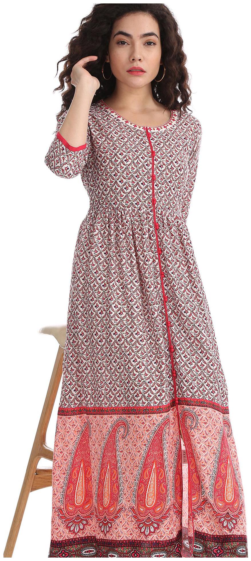 

Anahi Women White Printed Straight Kurta