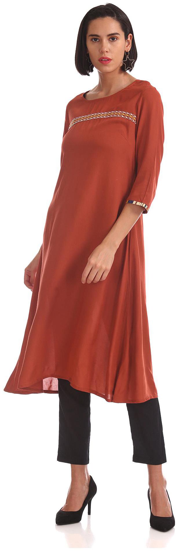

Anahi Women Orange Solid Straight Kurta