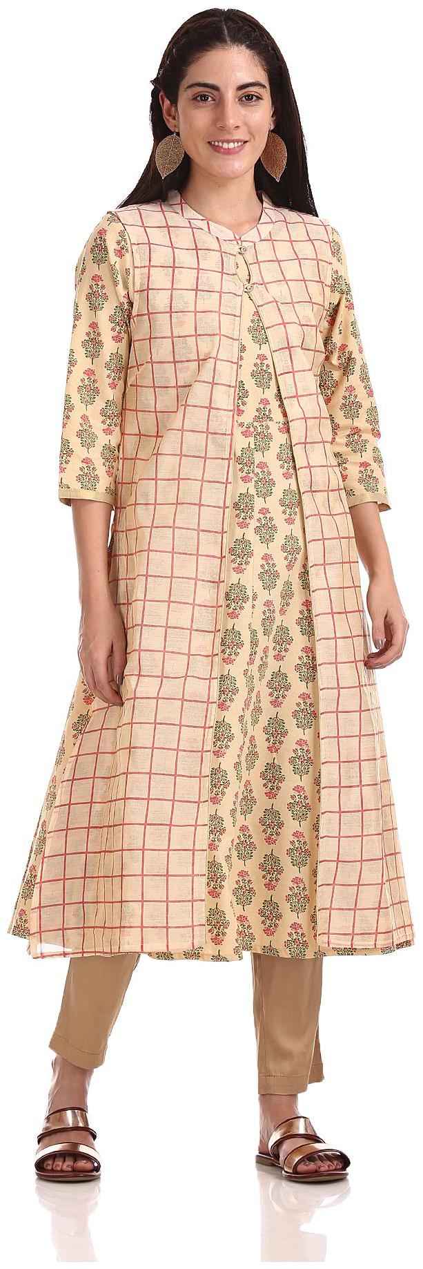 

Anahi Women Beige Printed Straight Kurta