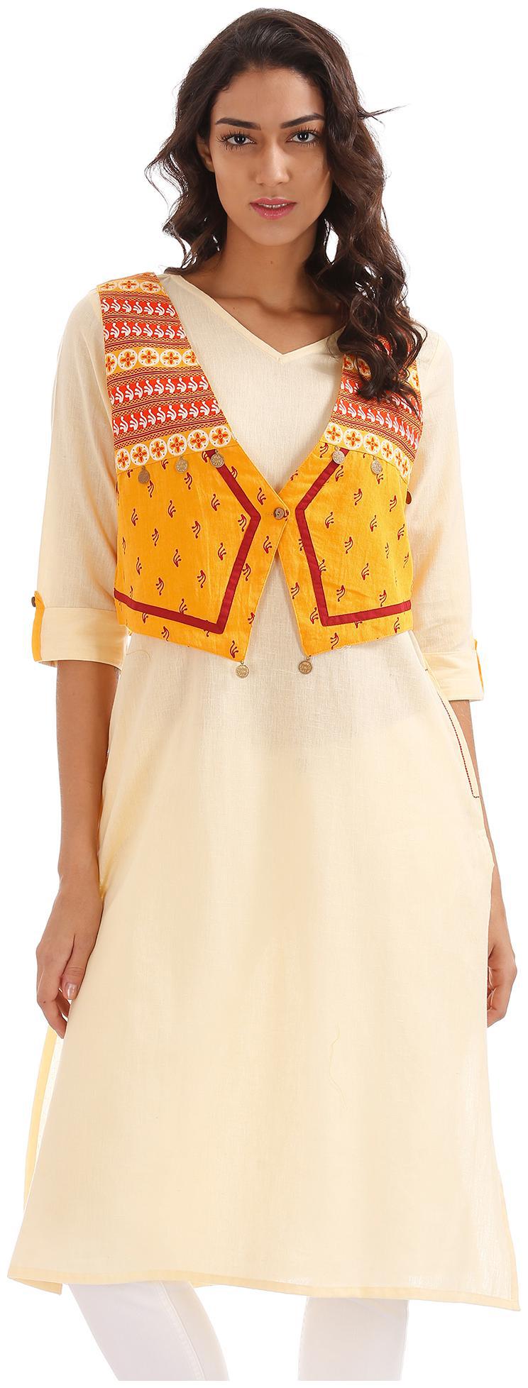 

Anahi Women Yellow Printed Straight Kurta