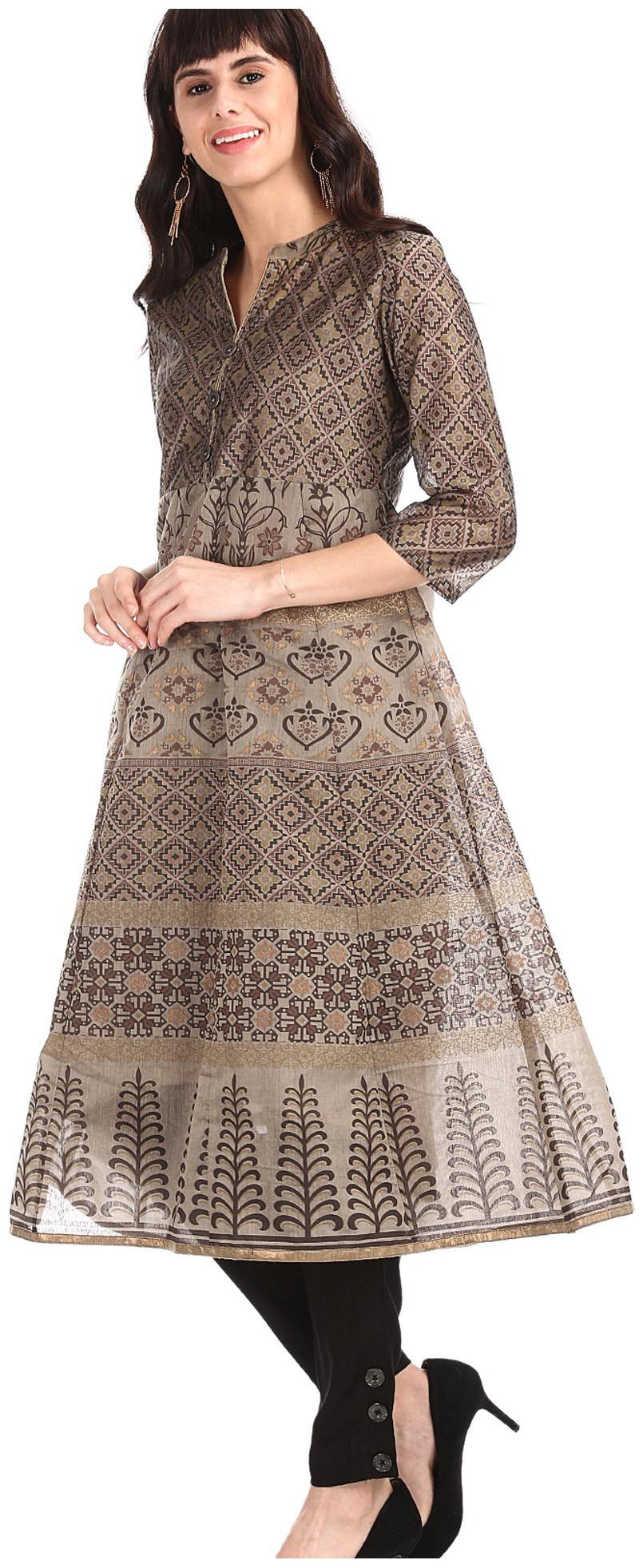 

Anahi Women Brown Printed Straight Kurta