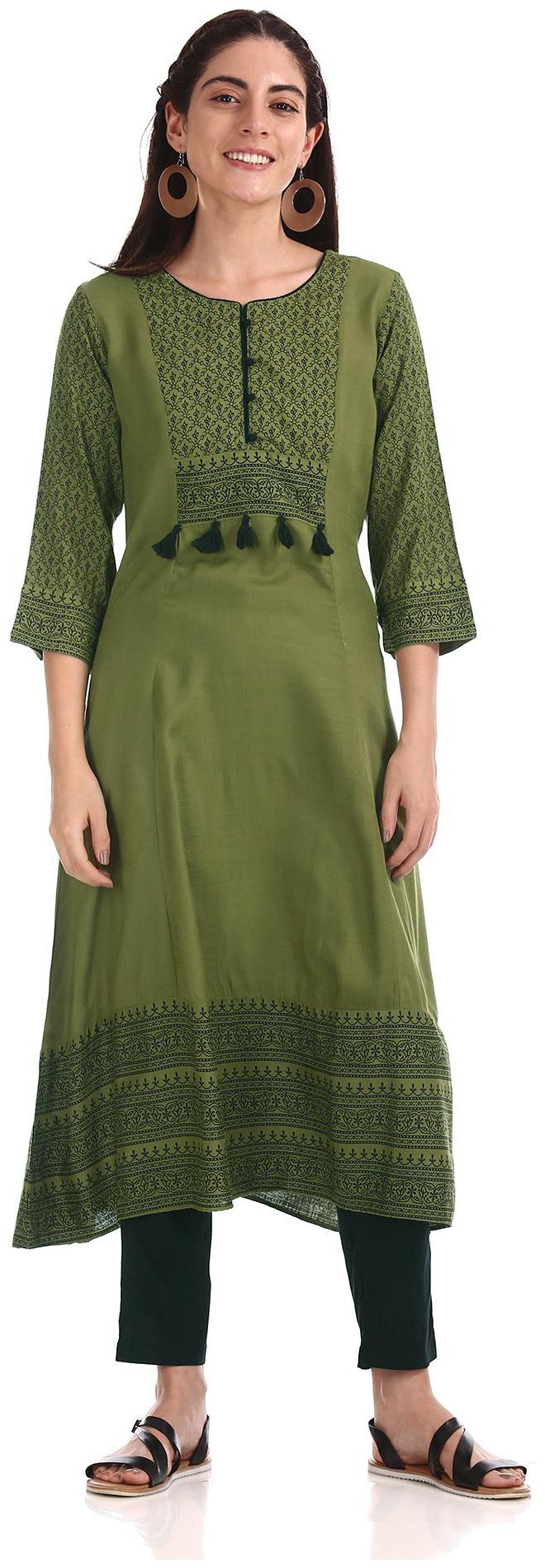 

Anahi Women Green Printed Straight Kurta