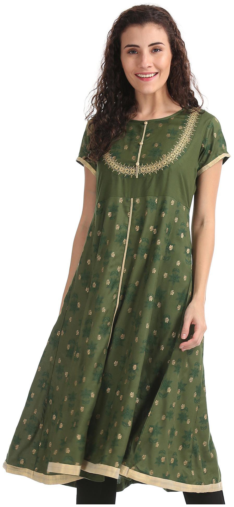 

Anahi Women Green Printed Anarkali Kurta