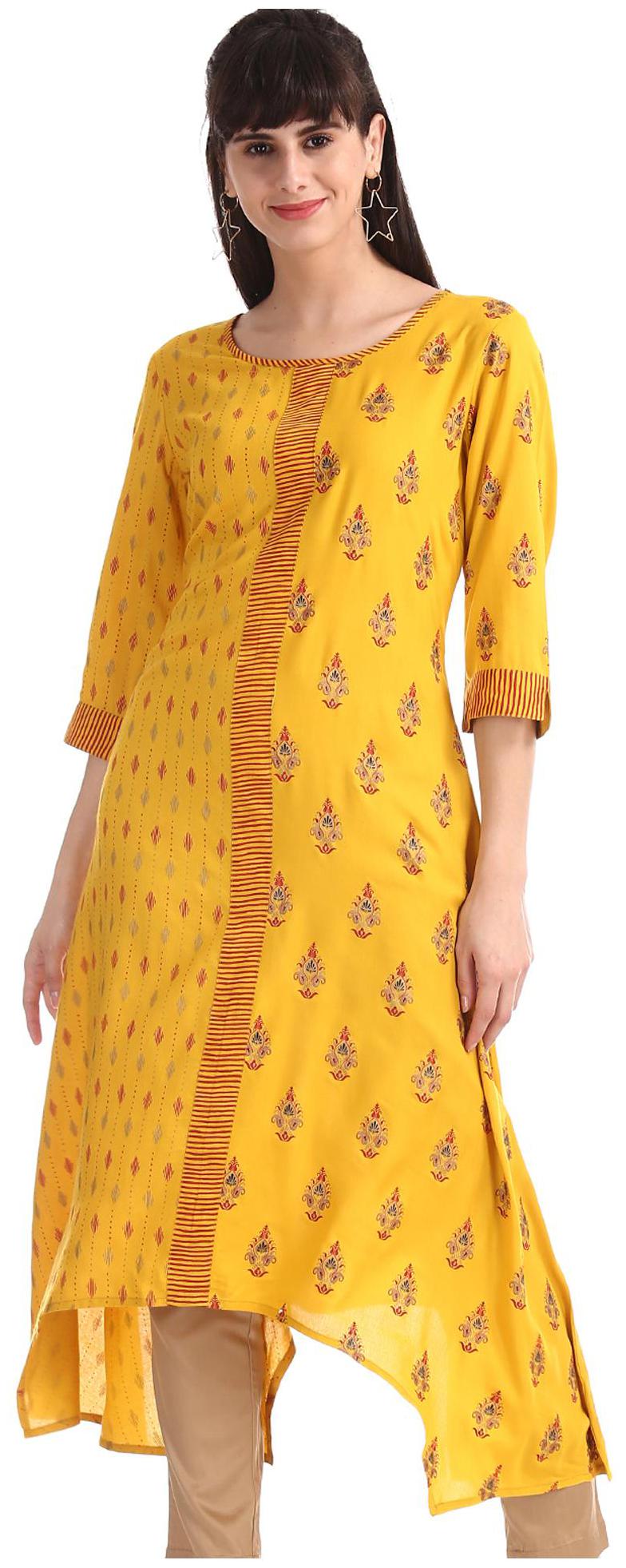 

Anahi Women Yellow Printed Straight Kurta