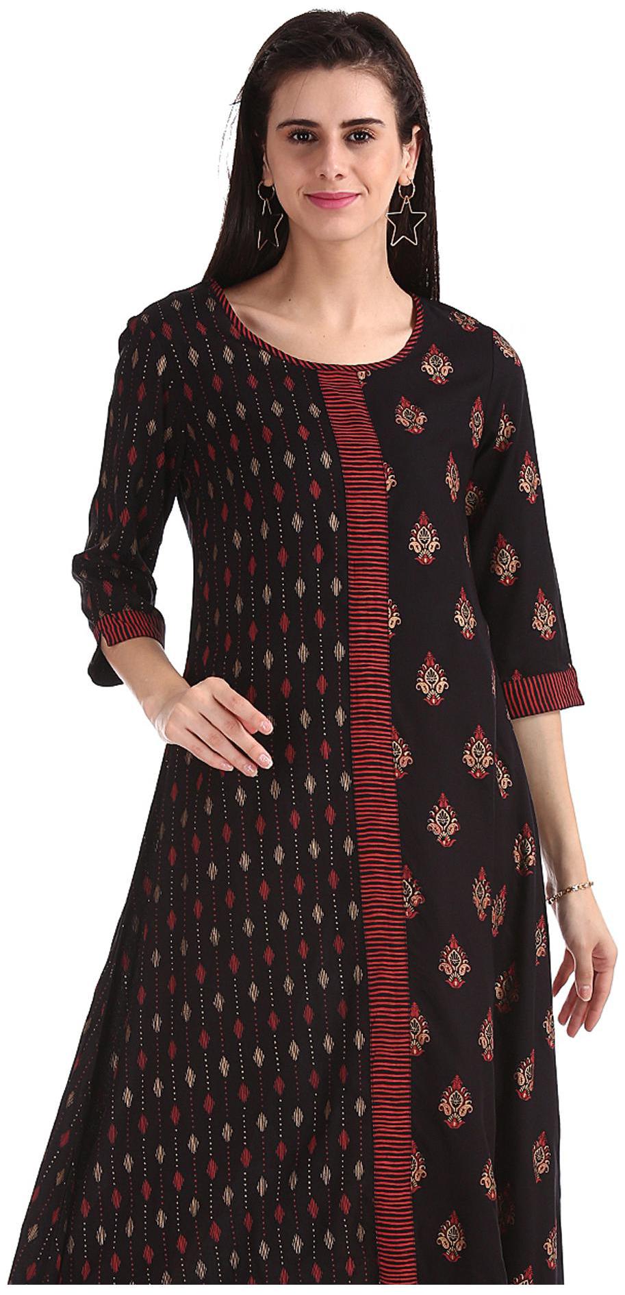 

Anahi Women Black Printed Straight Kurta
