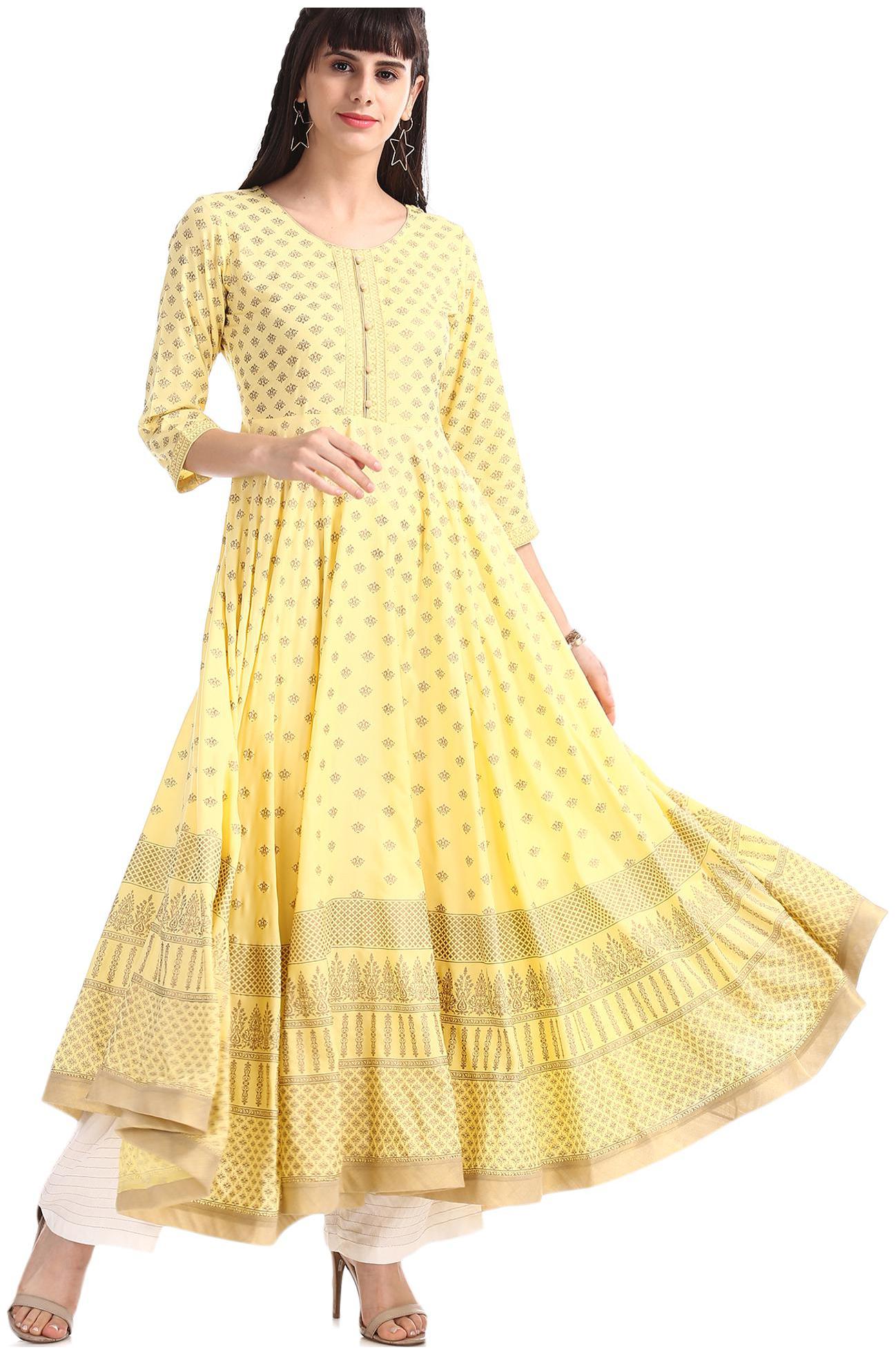 

Anahi Women Yellow Printed Anarkali Kurta