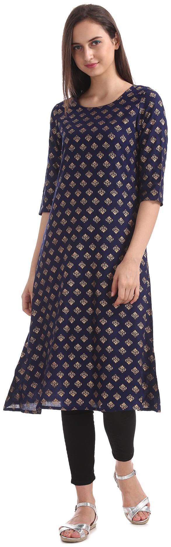 

Anahi Women Blue Printed Straight Kurta