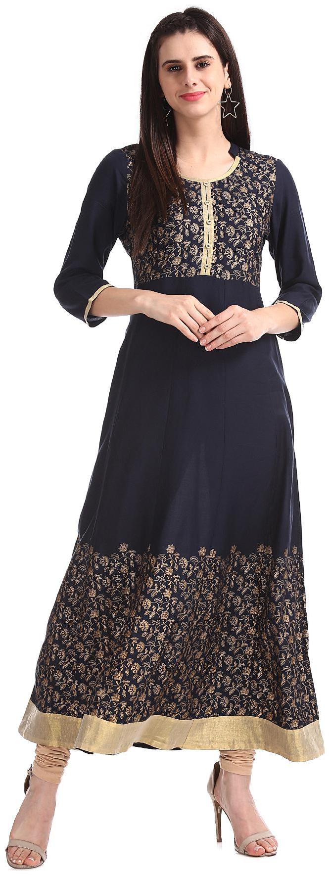 

Anahi Women Blue Printed Straight Kurta