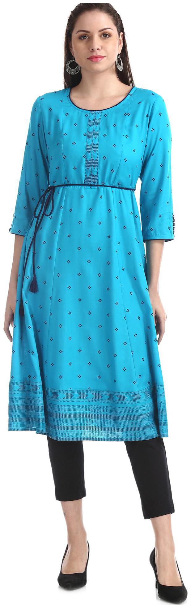 

Anahi Women Blue Printed Straight Kurta