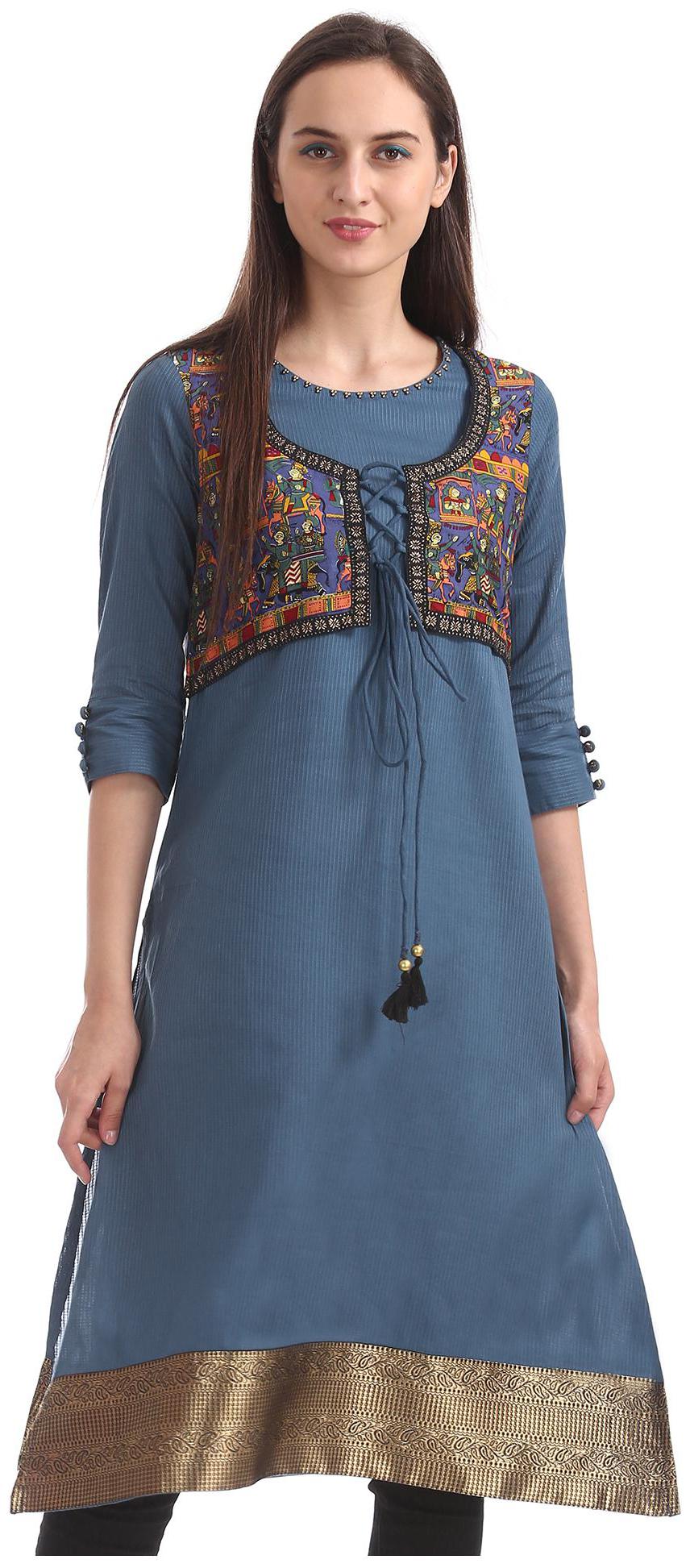 

Anahi Women Blue Printed Straight Kurta