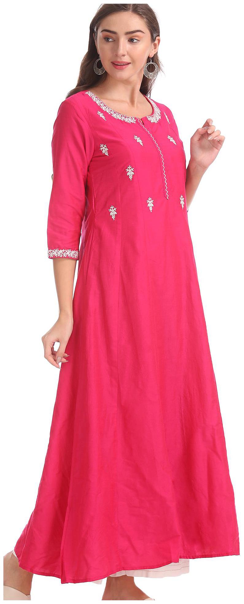 

Anahi Women Pink Embroidered Straight Kurta