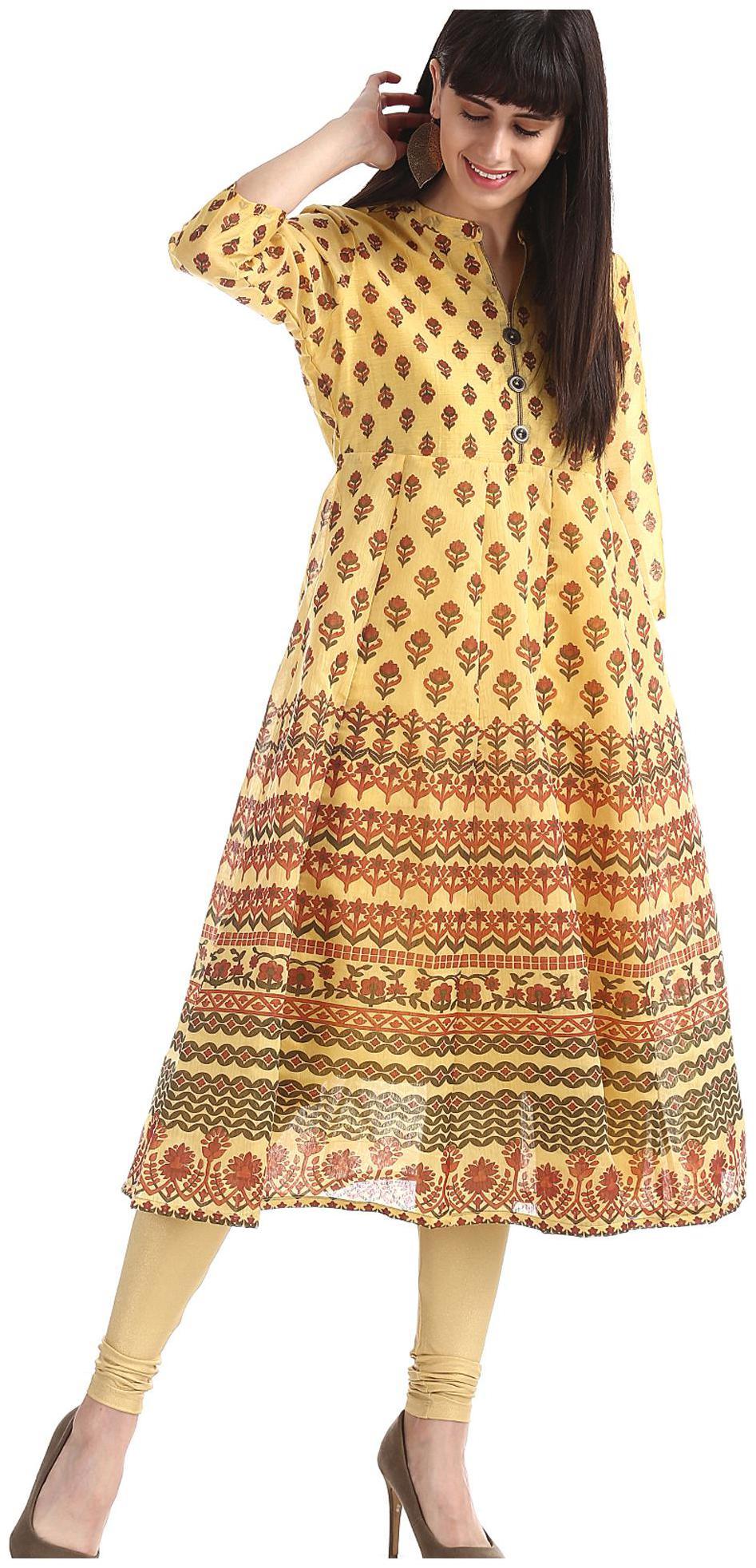 

Anahi Women Yellow Printed Anarkali Kurta