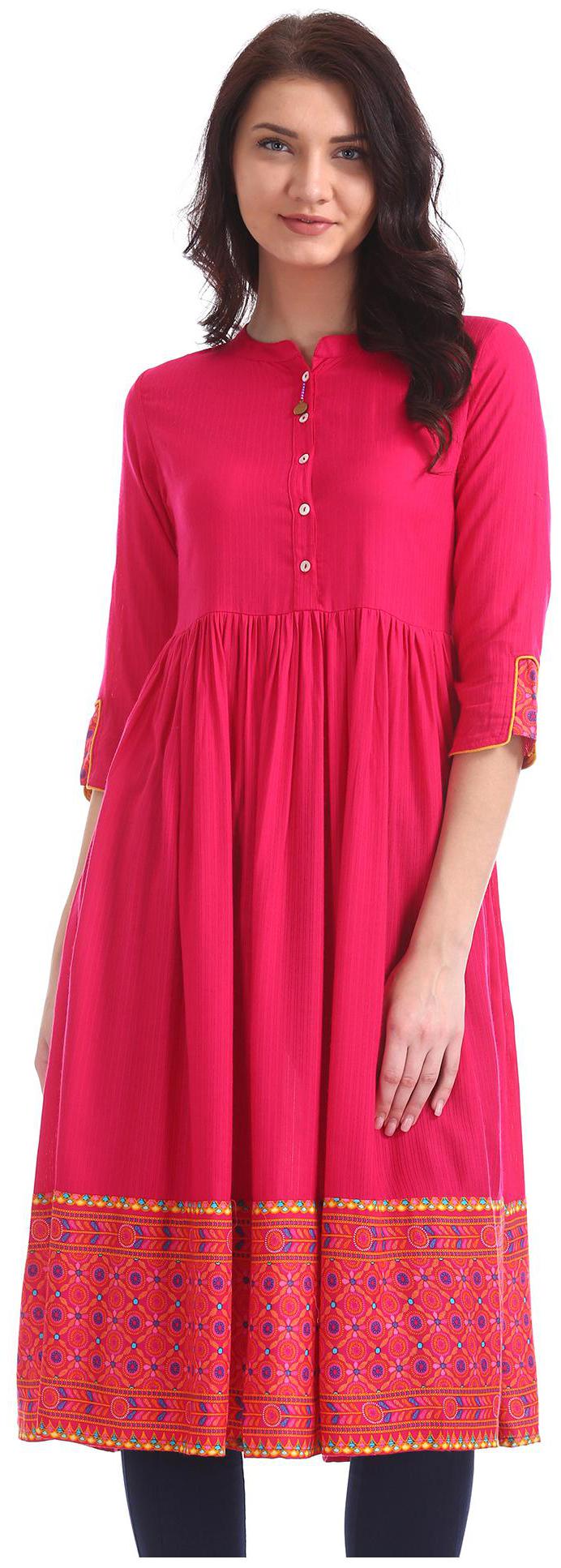 

Anahi Women Pink Printed Straight Kurta