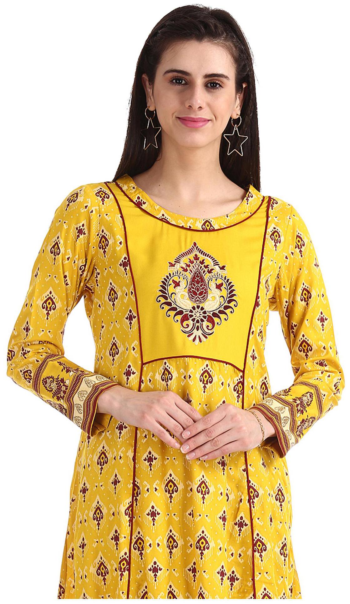 

Anahi Women Yellow Printed Anarkali Kurta